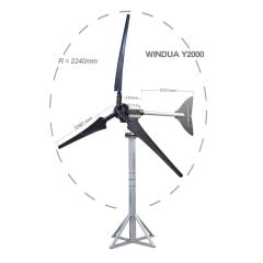 Y2000 (2 KW) YATAY EKSENLİ RÜZGAR TÜRBİNİ + MONTAJ DİREĞİ