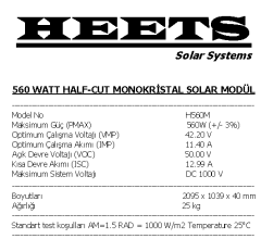 560 W HALF-CUT MONOKRİSTAL GÜNEŞ PANELİ