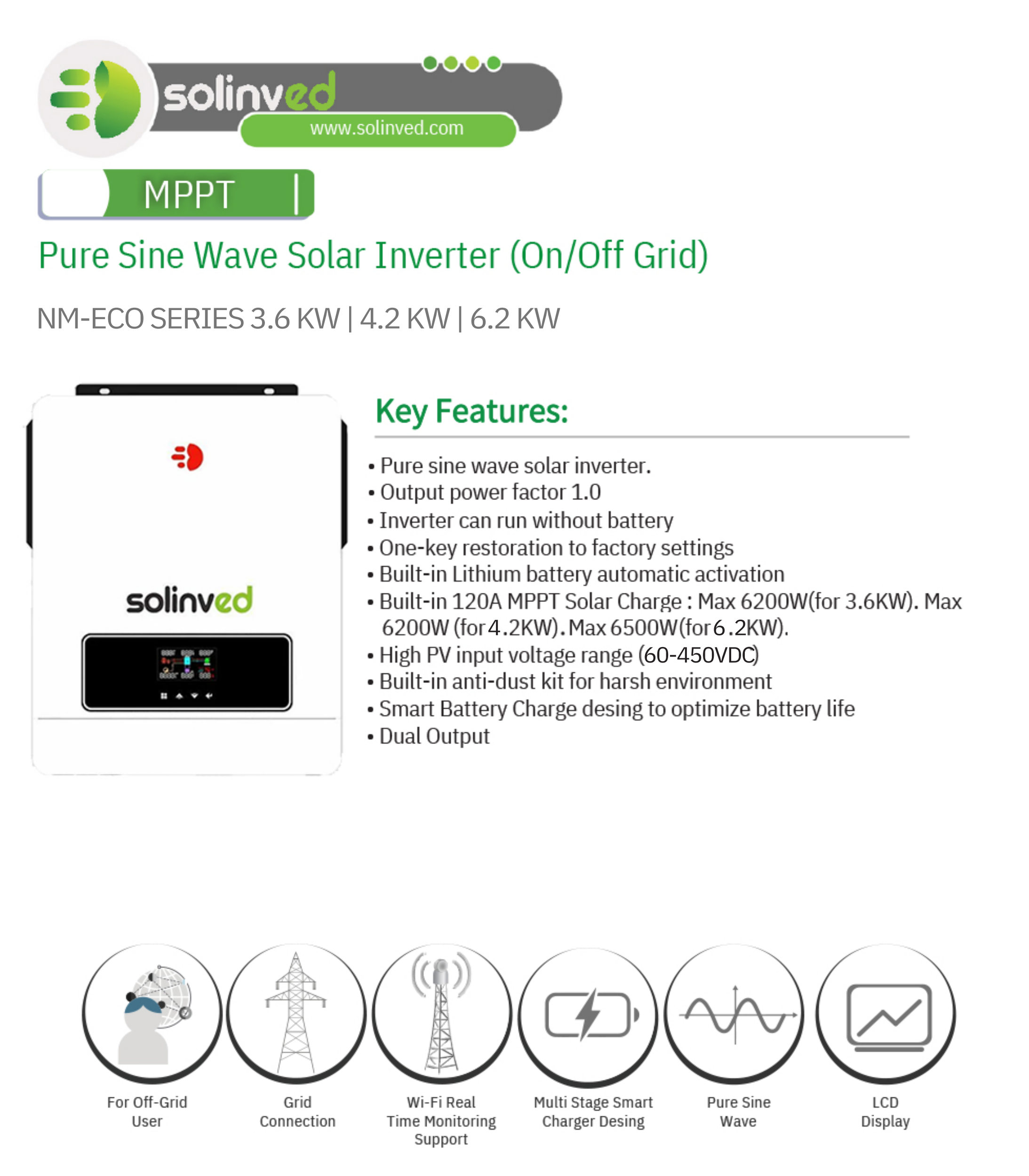 SOLINVED NM-ECO 3.6 KW MPPT OFF GRID INVERTER
